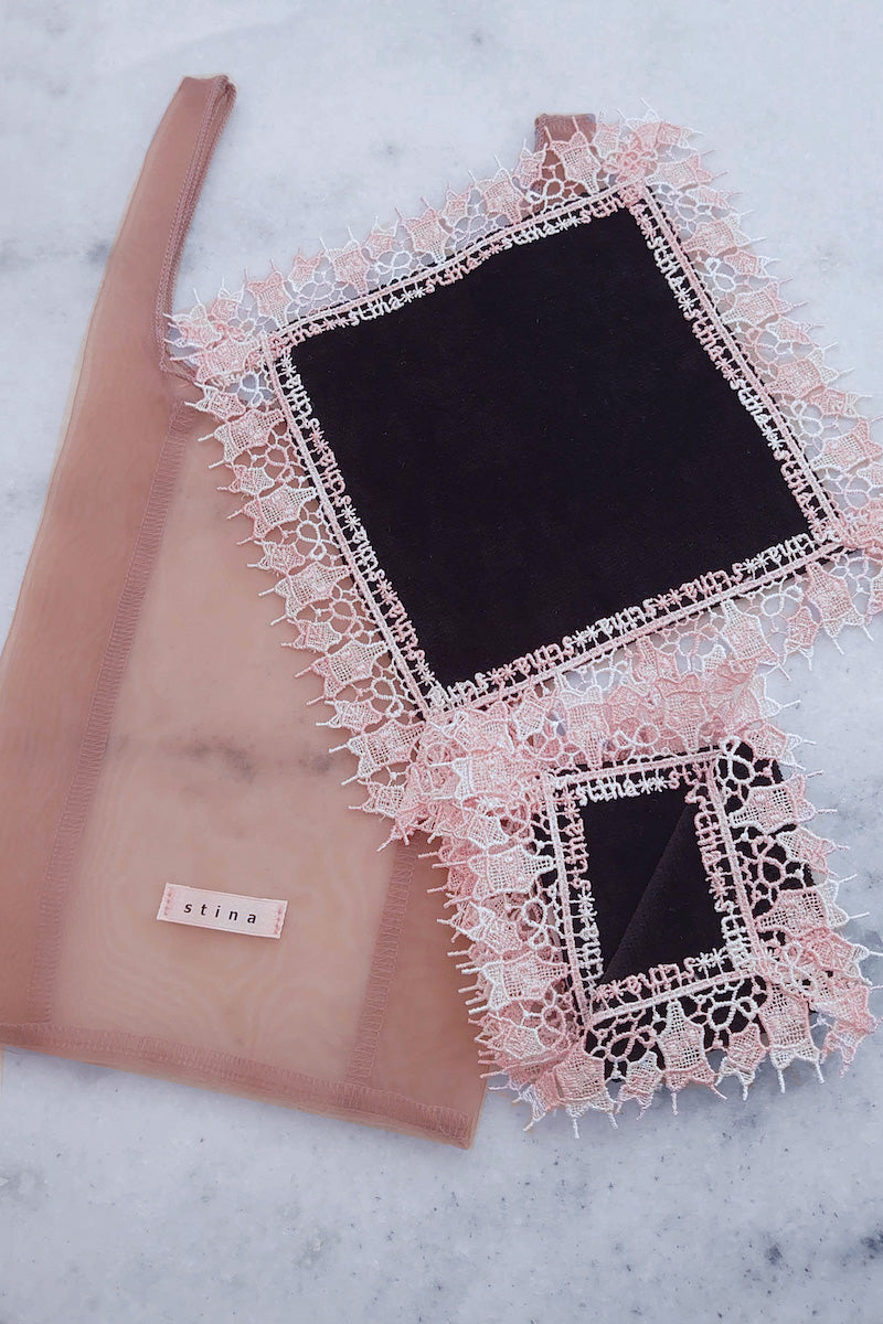 近沢レース店 × stina leotard handkerchief 【2枚set】/ black-black
