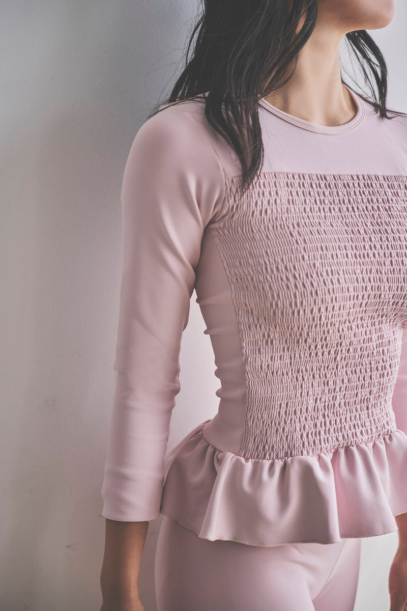 Prelude shirring tops long / dusty pink