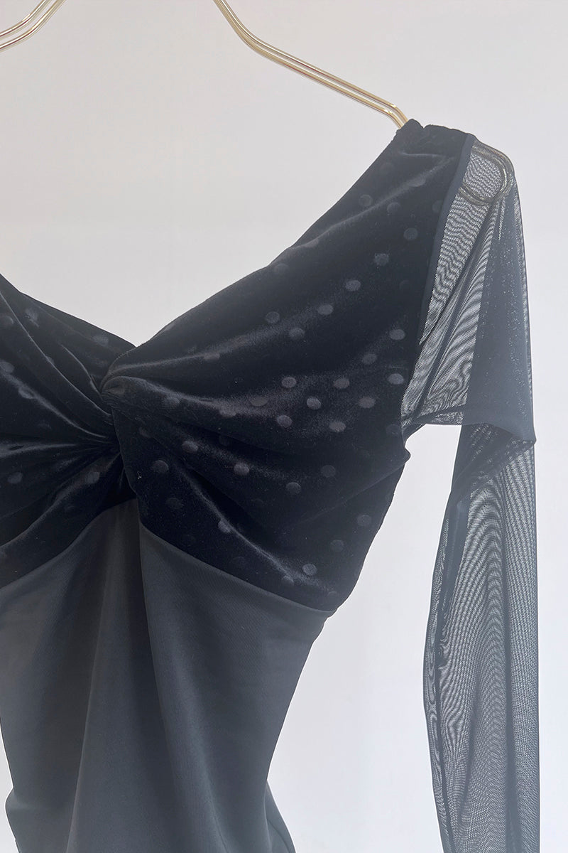 Retune.stina / Walts long / velour dot black / girl