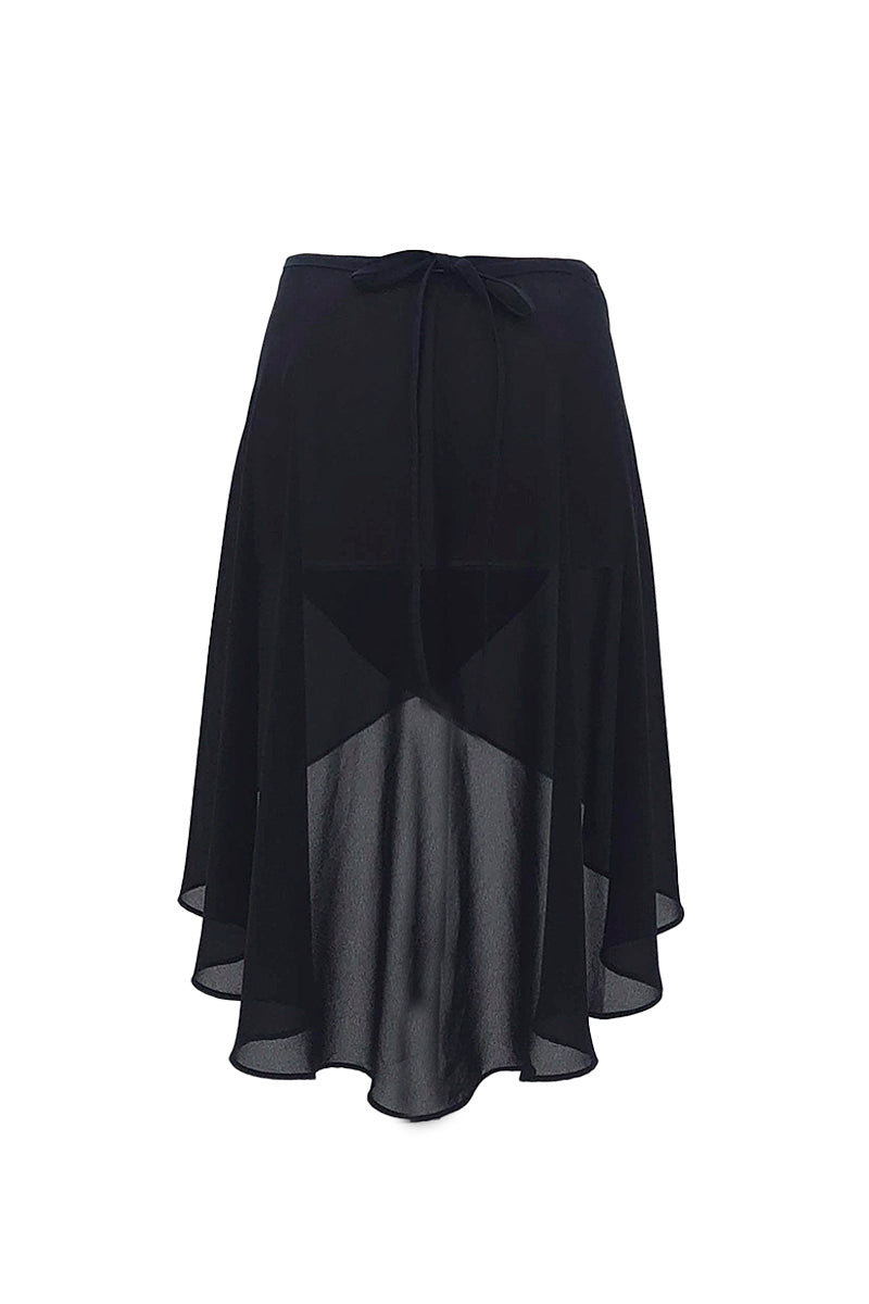 black ribbon wrap skirt / black