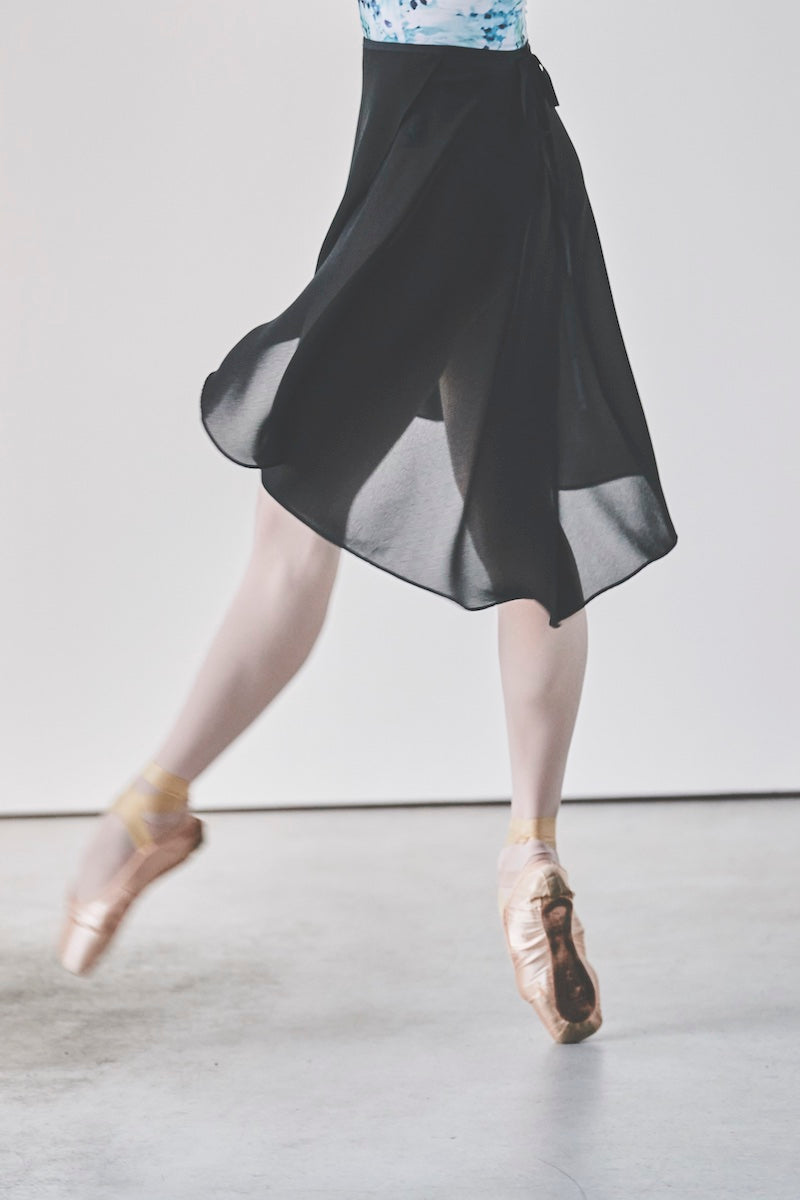 black ribbon wrap skirt / black