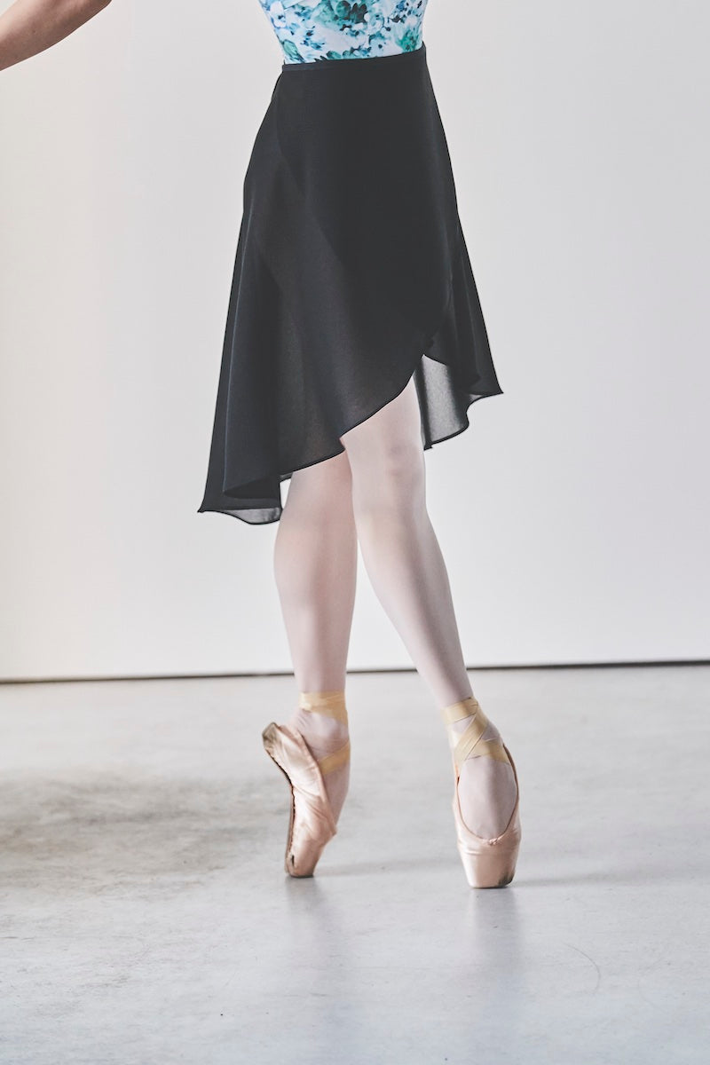 black ribbon wrap skirt / black