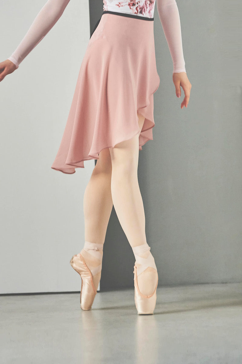 black ribbon wrap skirt / dusty pink