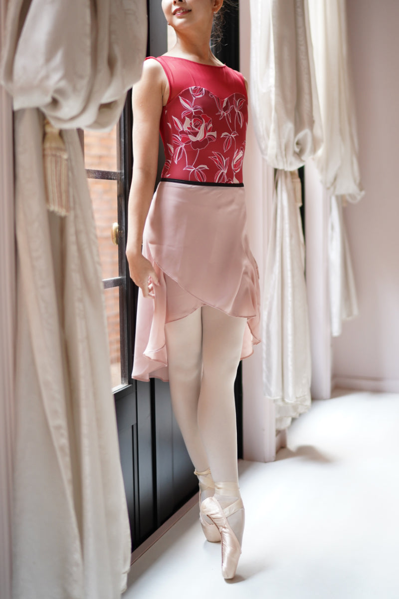 black ribbon wrap skirt / dusty pink
