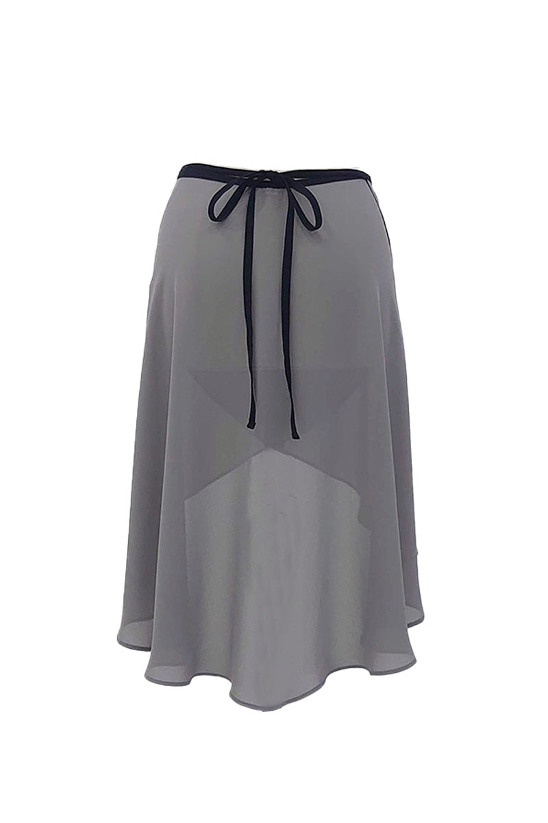 black ribbon wrap skirt / gray