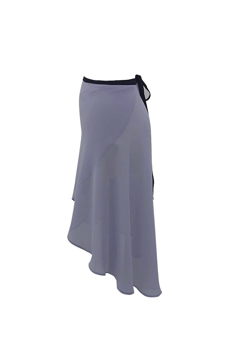 black ribbon wrap skirt / grayish blue