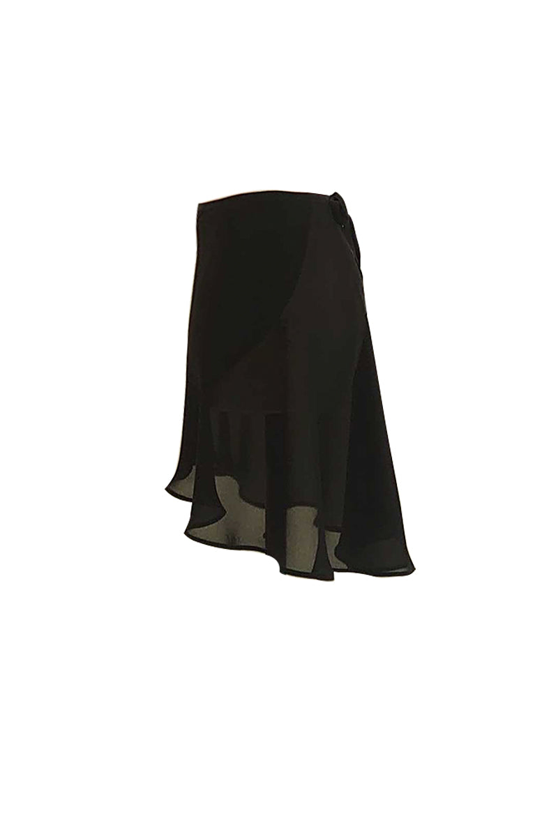 black ribbon wrap skirt / short / black