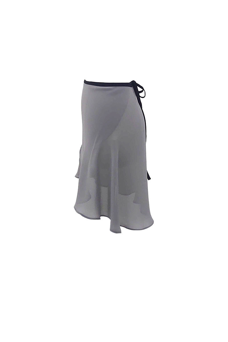black ribbon wrap skirt / short / gray