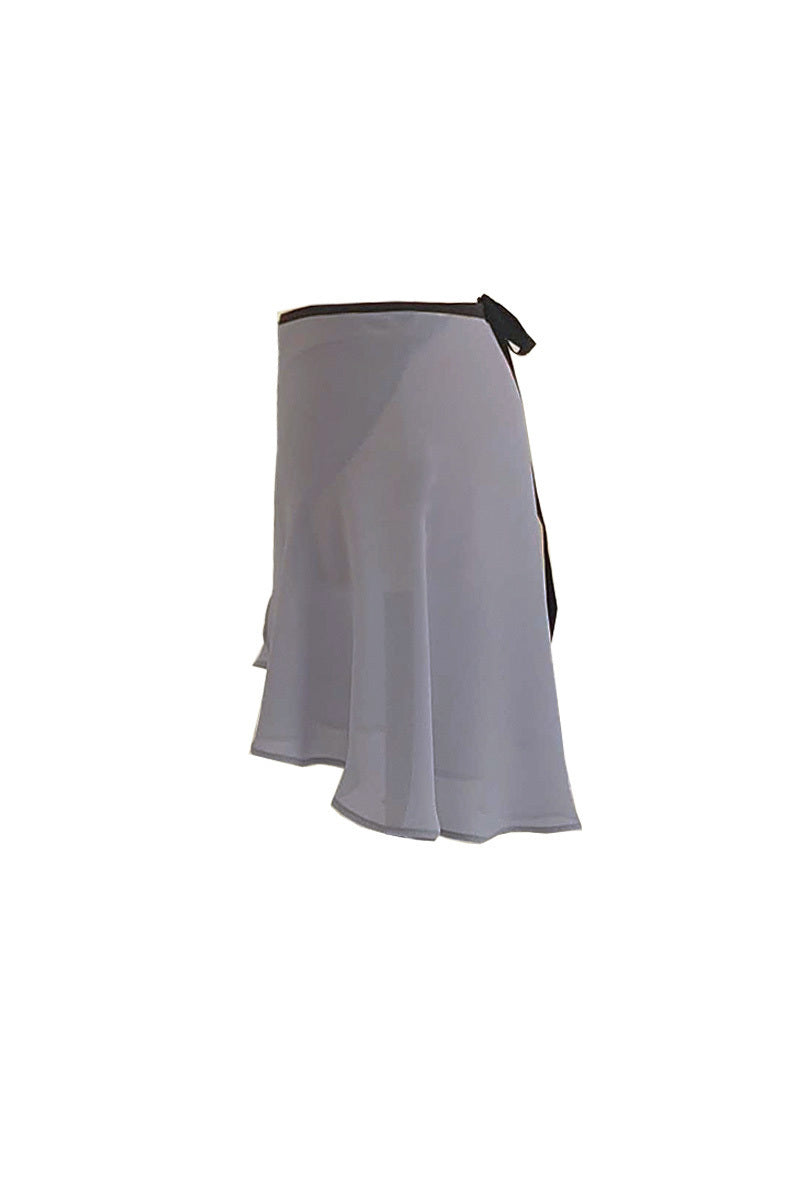 black ribbon wrap skirt / short / grayish blue