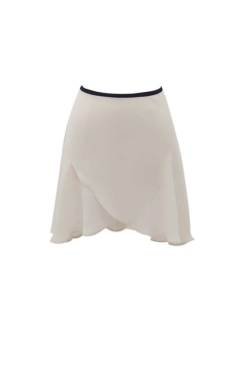 black ribbon wrap skirt / short / ivory