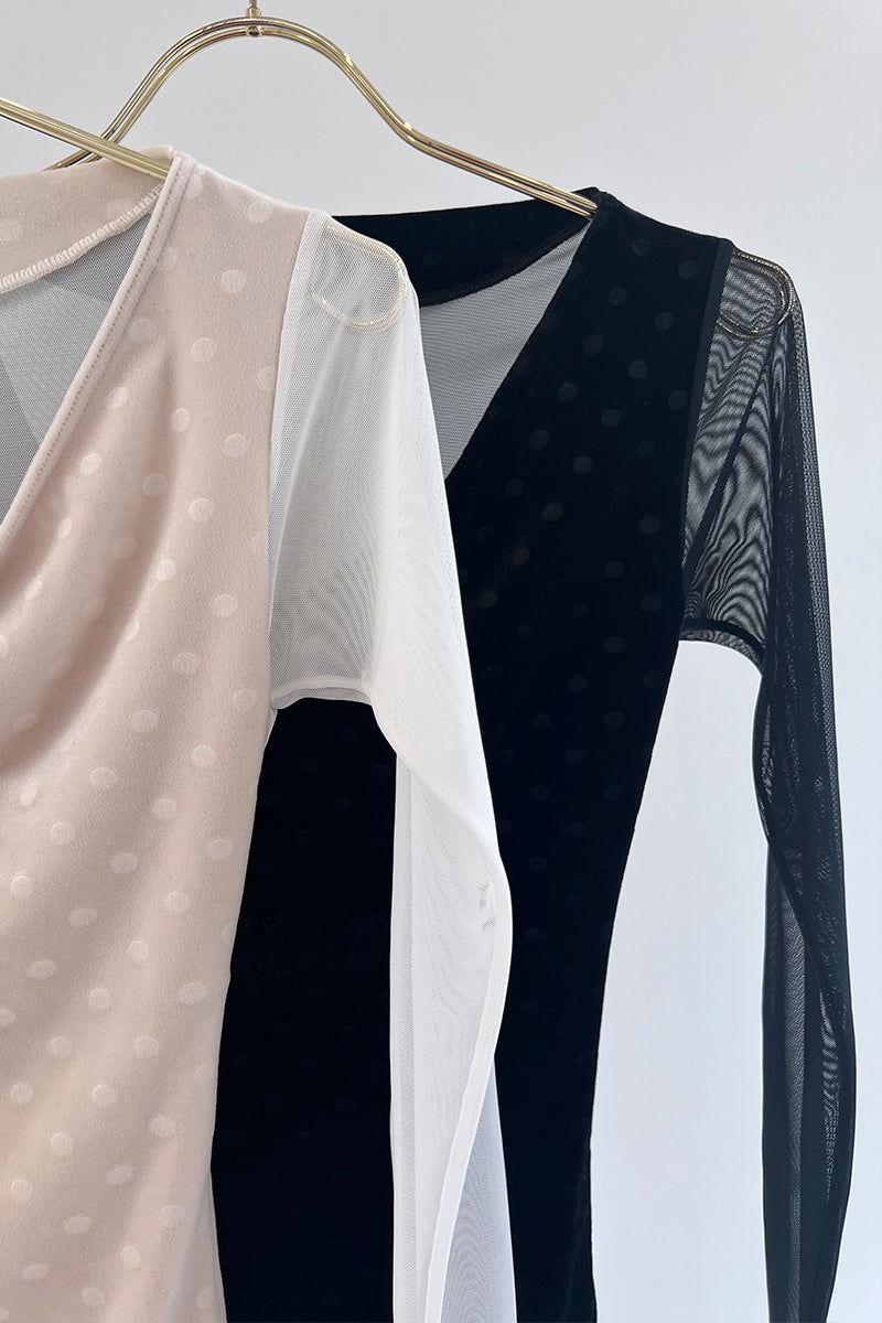 Retune.stina / butterfly long / velours dot off white / girl