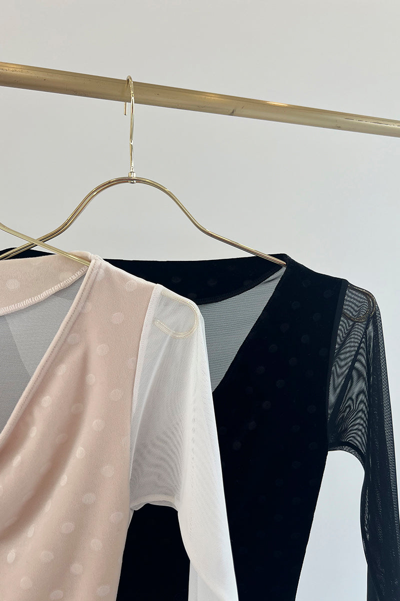 Retune.stina / butterfly long / velours dot off white / girl