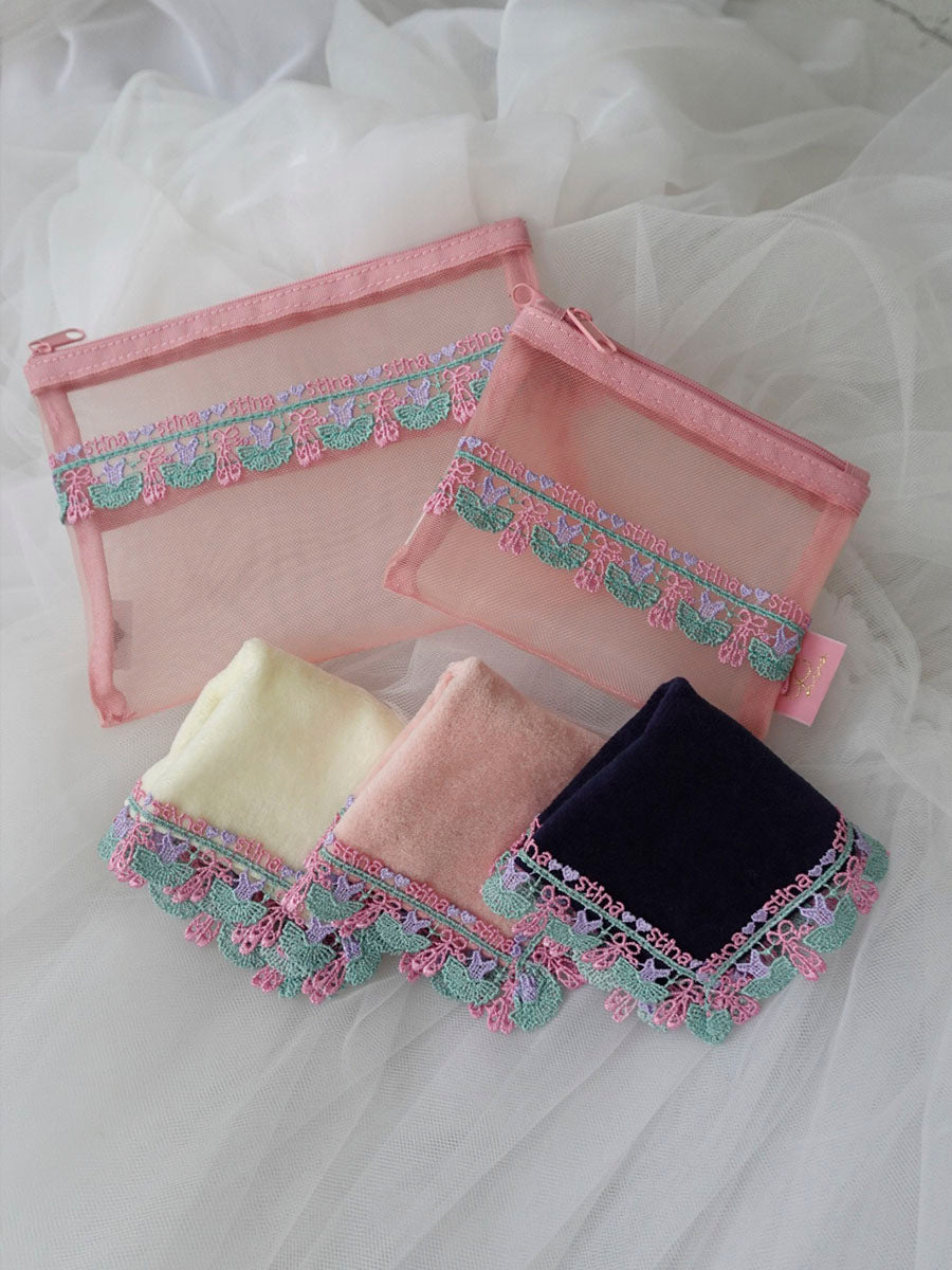 近澤レース店 × stina Ballerina Handkerchief navy mini