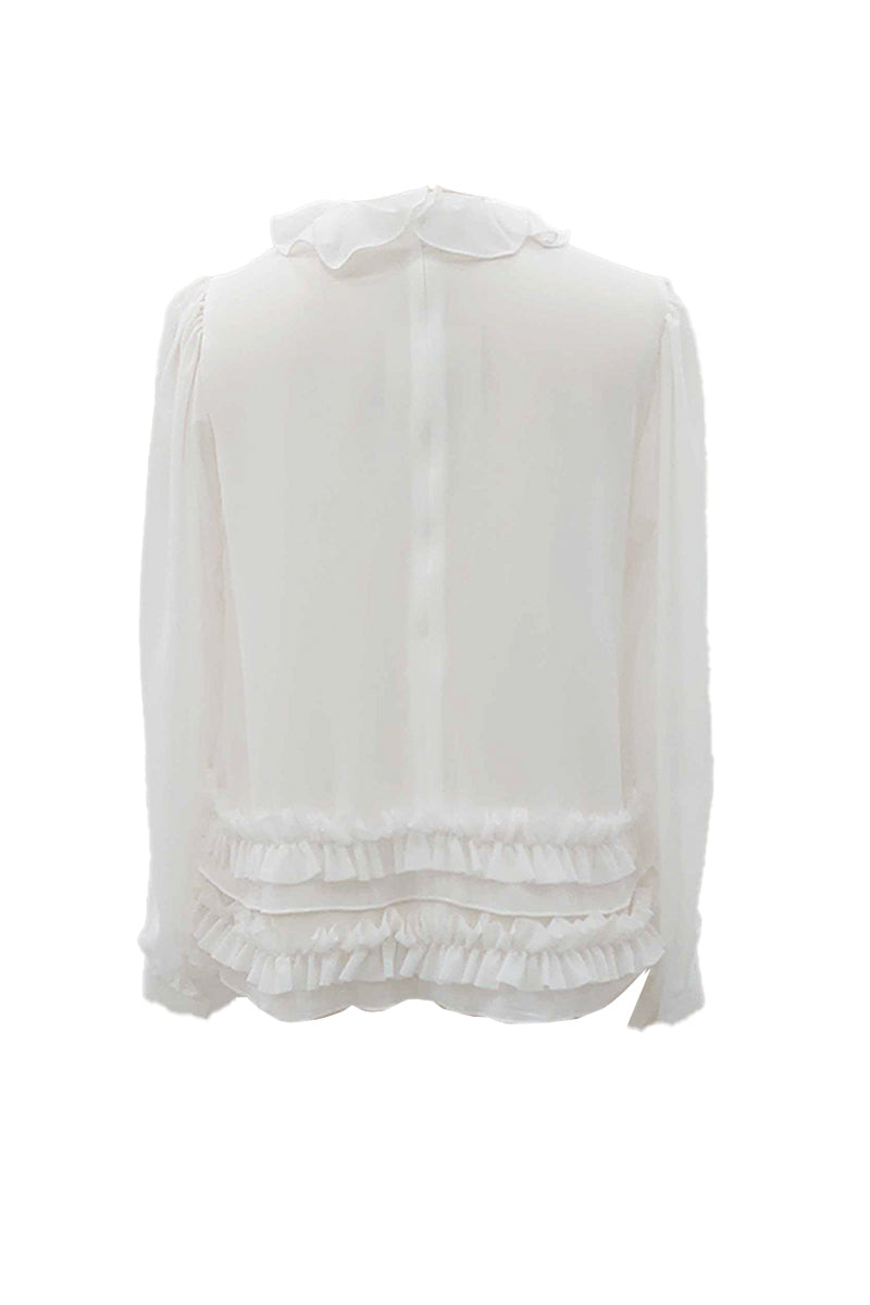 petal frill blouse / white