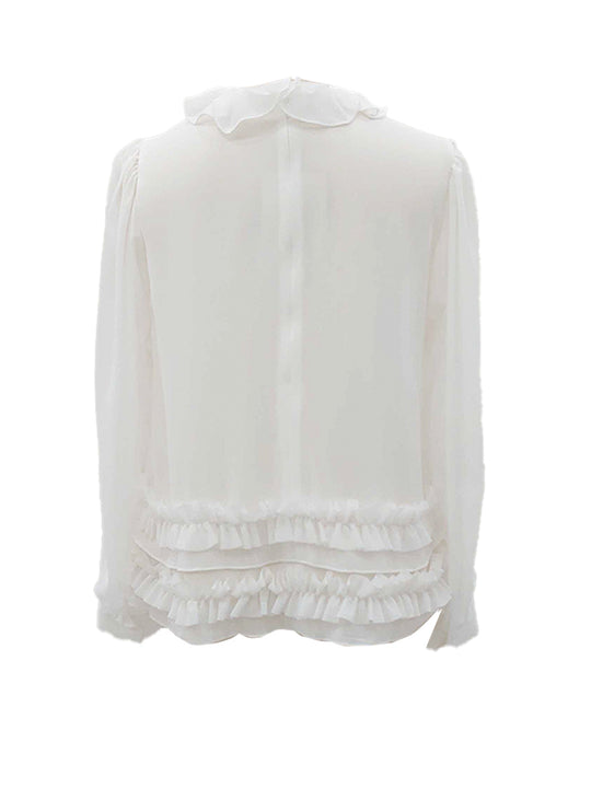petal frill blouse / white