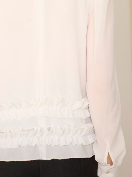 petal frill blouse / white