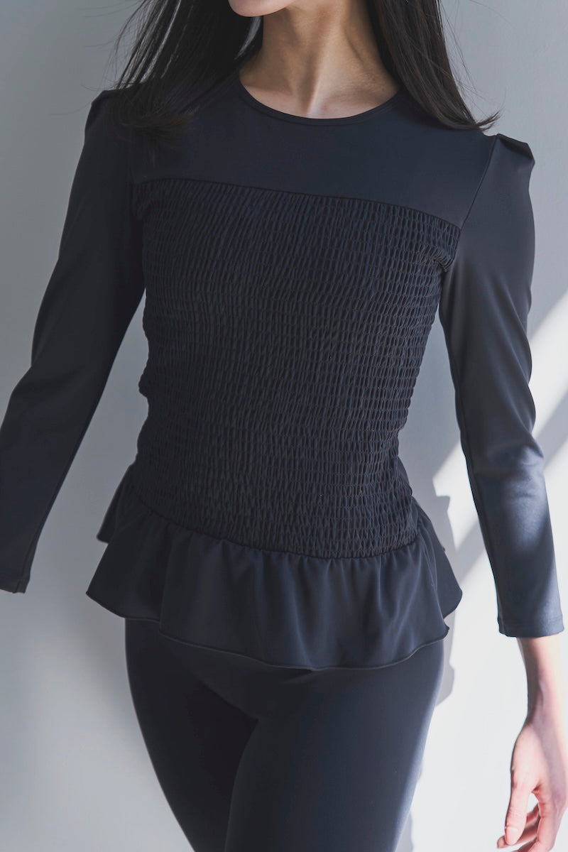 Prelude shirring tops long / black