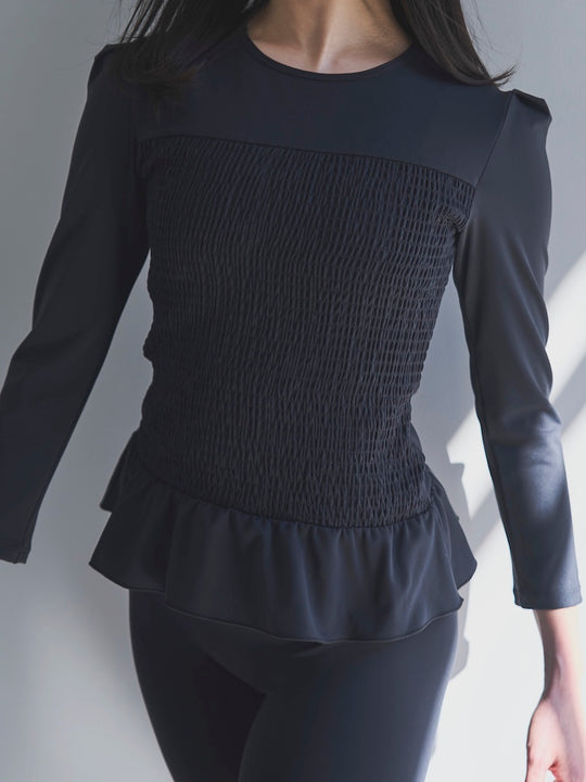 Prelude shirring tops long / black