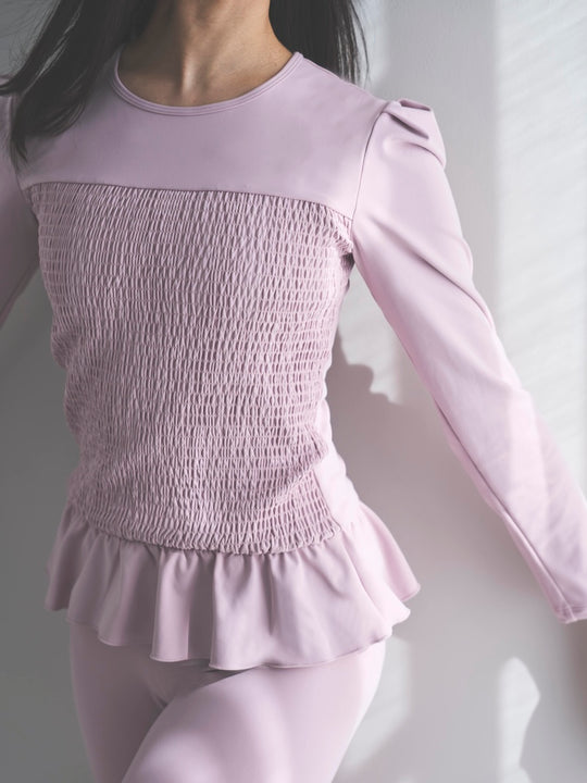 Prelude shirring tops long / dusty pink