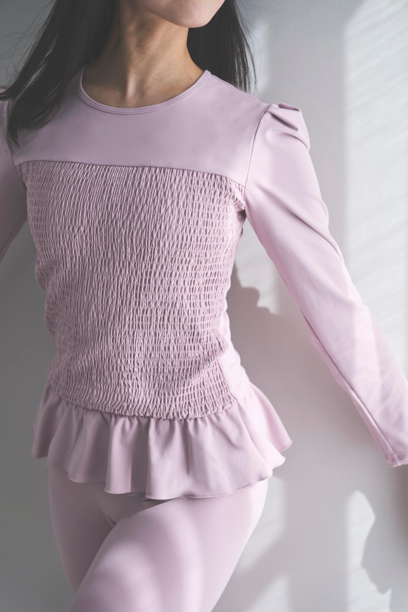 Prelude shirring tops long / dusty pink