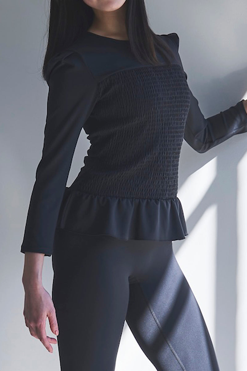 Prelude shirring tops long / black