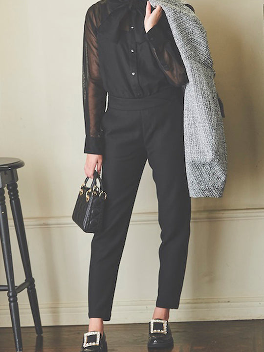 bowtie blouse / black