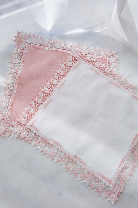 Chikazawa Lace Co. × stina Leotard Handkerchief [Set of 2] / Pink-White