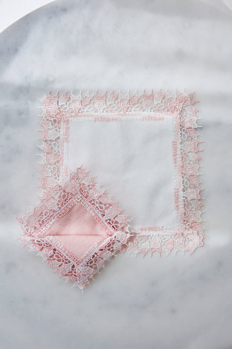 Chikazawa Lace Co. × stina Leotard Handkerchief [Set of 2] / Pink-White