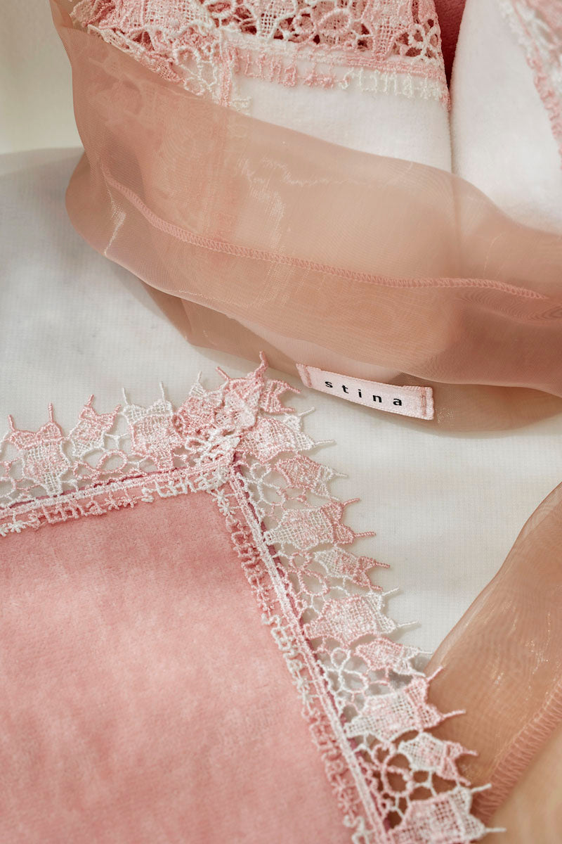 近沢レース店 × stina     leotard handkerchief 【2枚set】/  pink-white