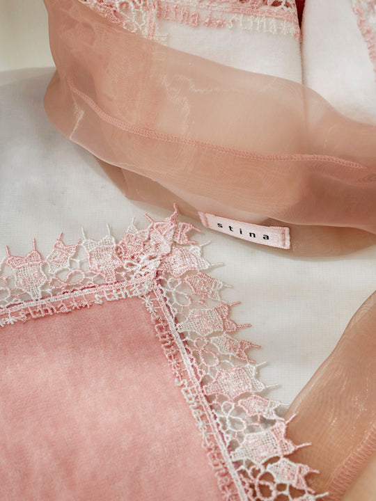 近沢レース店 × stina     leotard handkerchief 【2枚set】/  pink-white