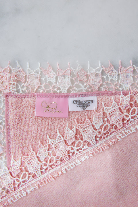 Chikazawa Lace Co. × stina Leotard Handkerchief [Set of 2] / Pink-White