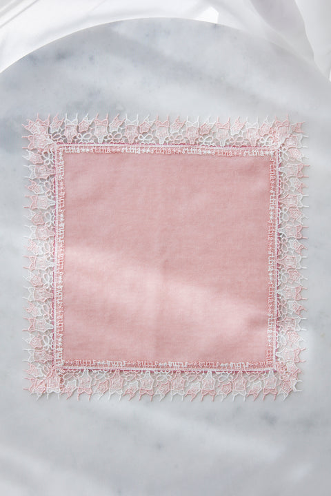 Chikazawa Lace Co. × stina Leotard Handkerchief [Set of 2] / Pink-White