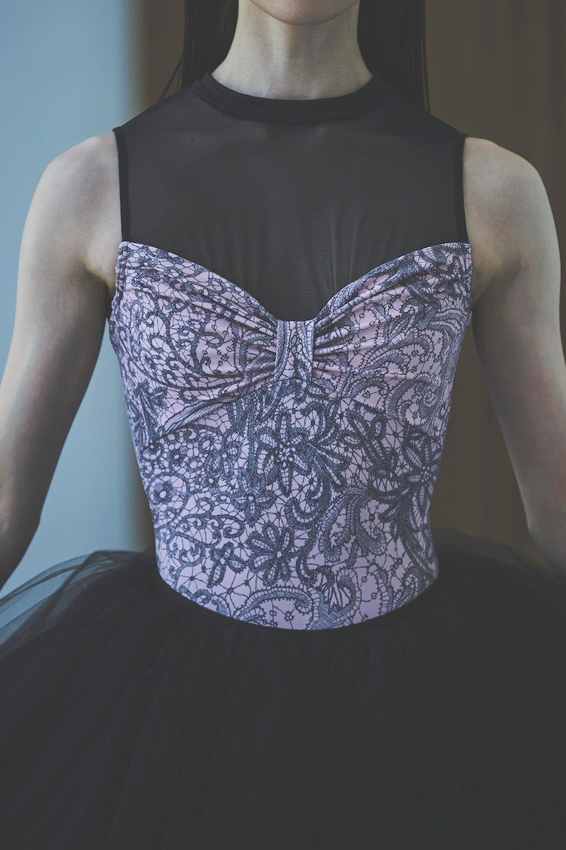 type Y neck ribbon / eternal lace melty pink