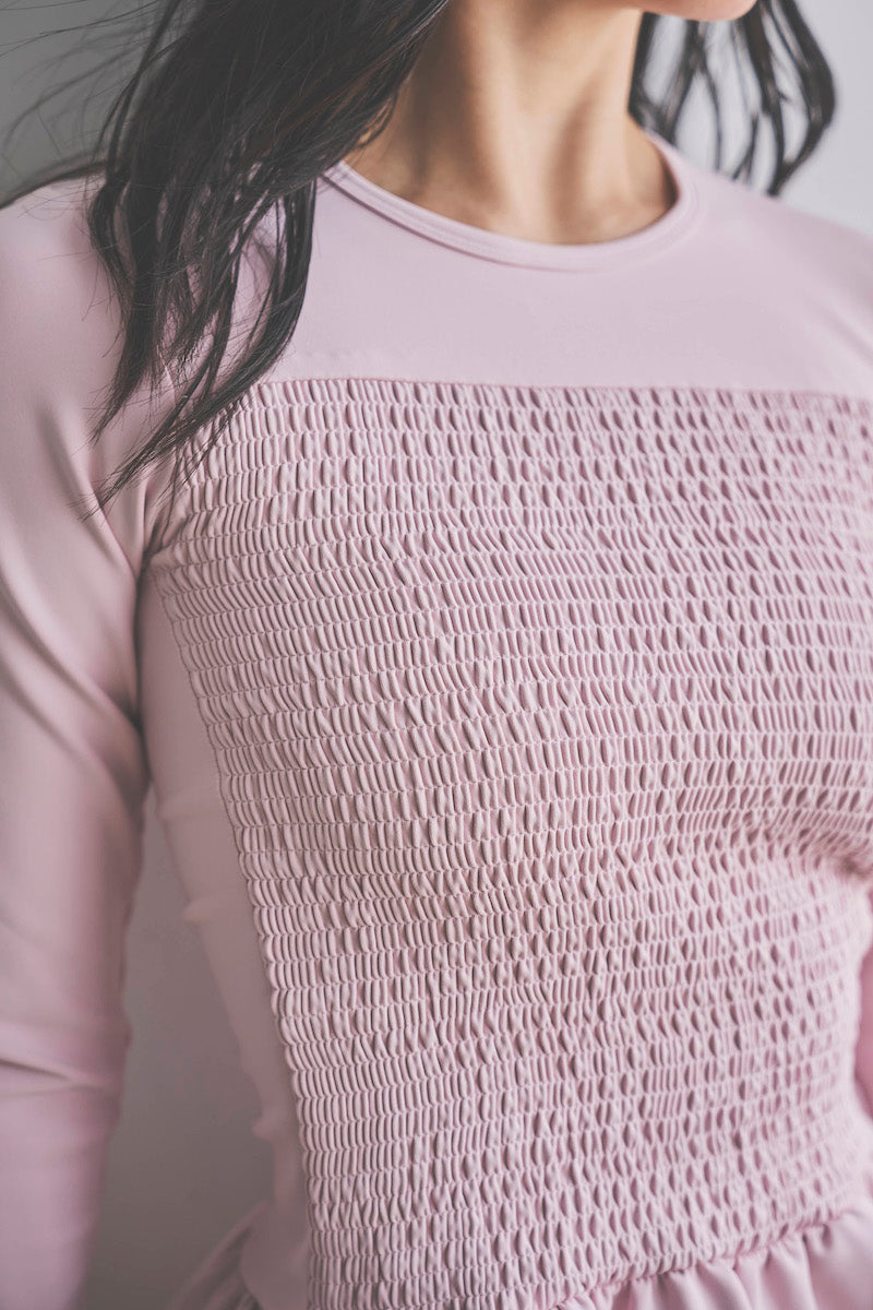 Prelude shirring tops long / dusty pink
