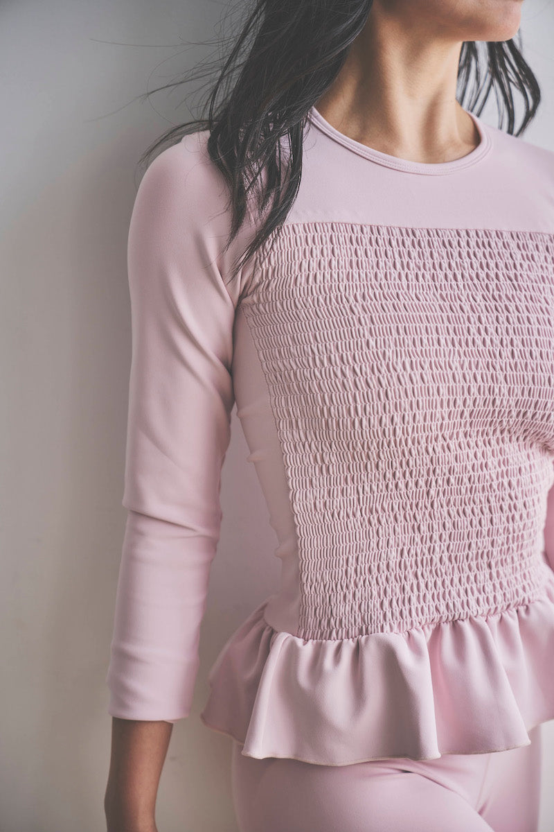 Prelude shirring tops long / dusty pink