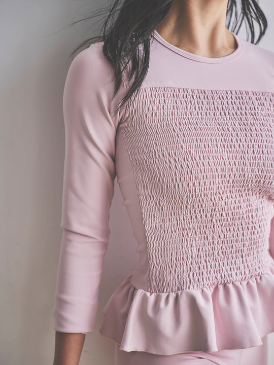 Prelude shirring tops long / dusty pink