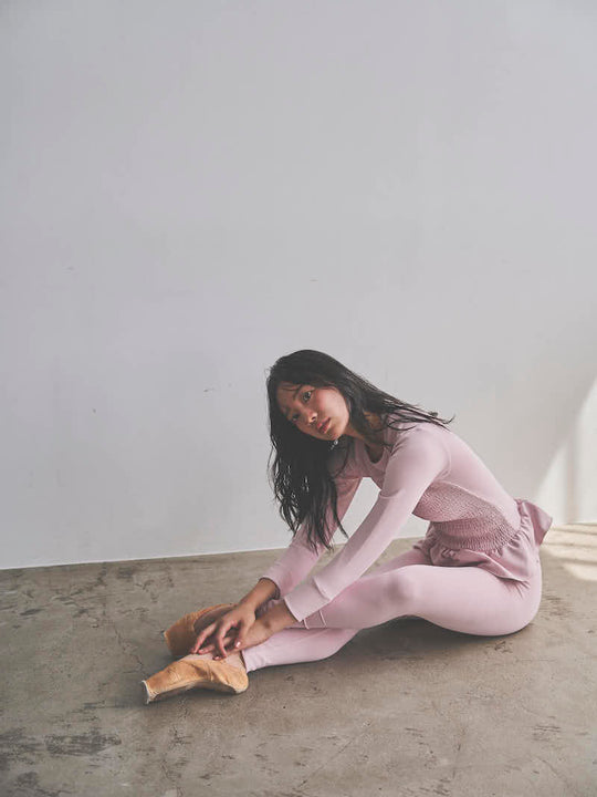 Prelude shirring tops long / dusty pink