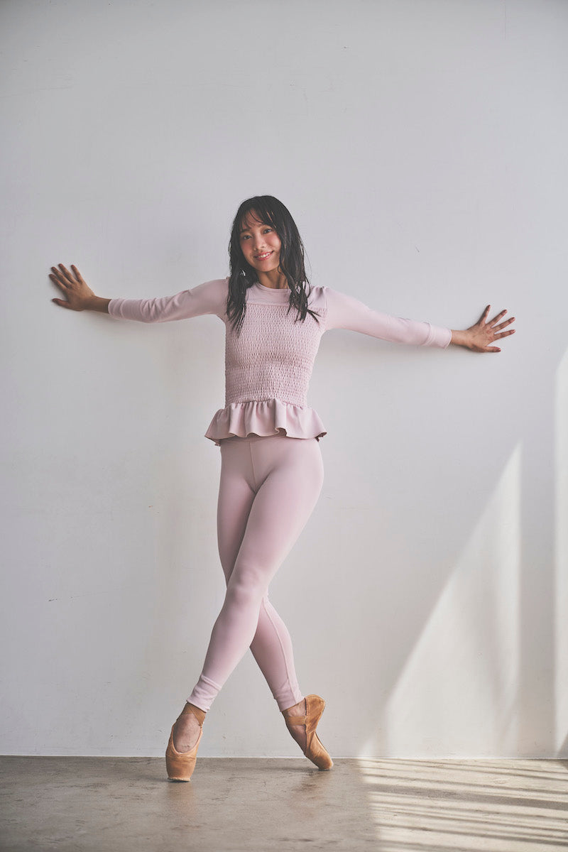 Prelude shirring tops long / dusty pink