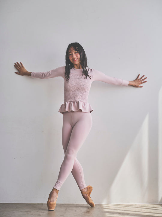 Prelude shirring tops long / dusty pink