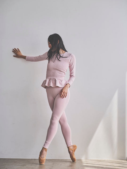 Prelude shirring tops long / dusty pink