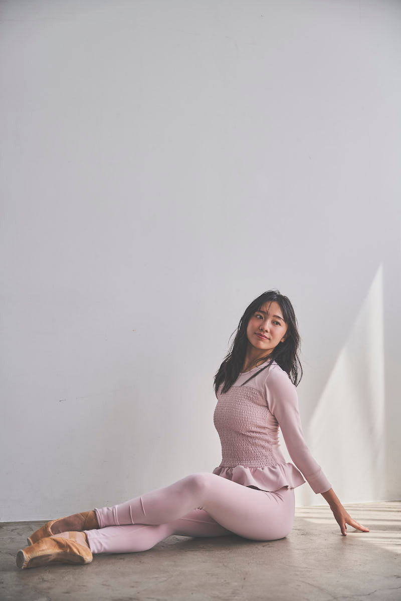 Prelude shirring tops long / dusty pink