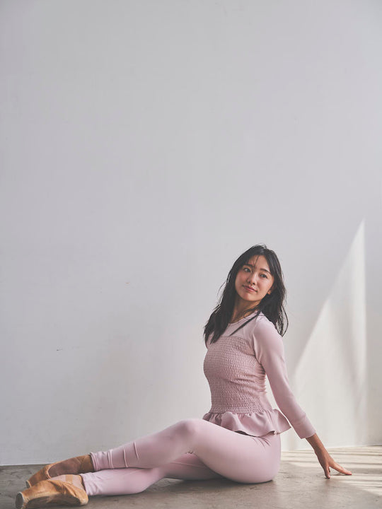 Prelude shirring tops long / dusty pink