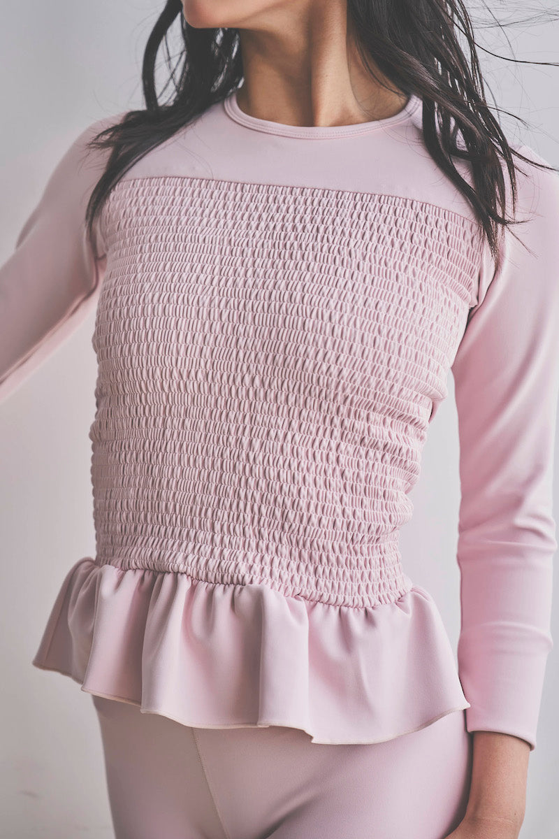 Prelude shirring tops long / dusty pink