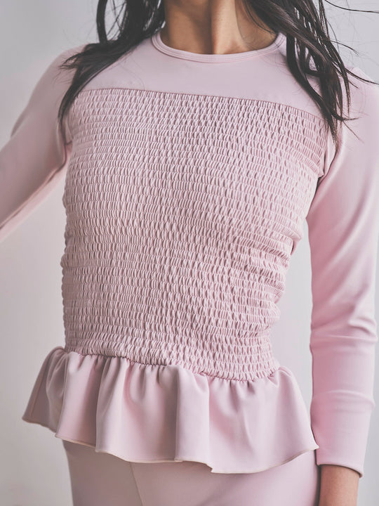 Prelude shirring tops long / dusty pink