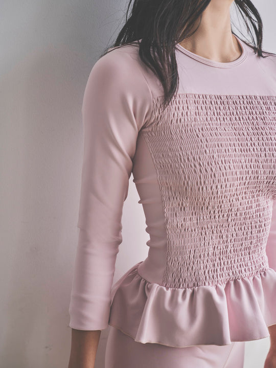 Prelude shirring tops long / dusty pink