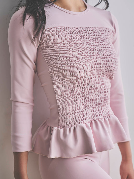 Prelude shirring tops long / dusty pink