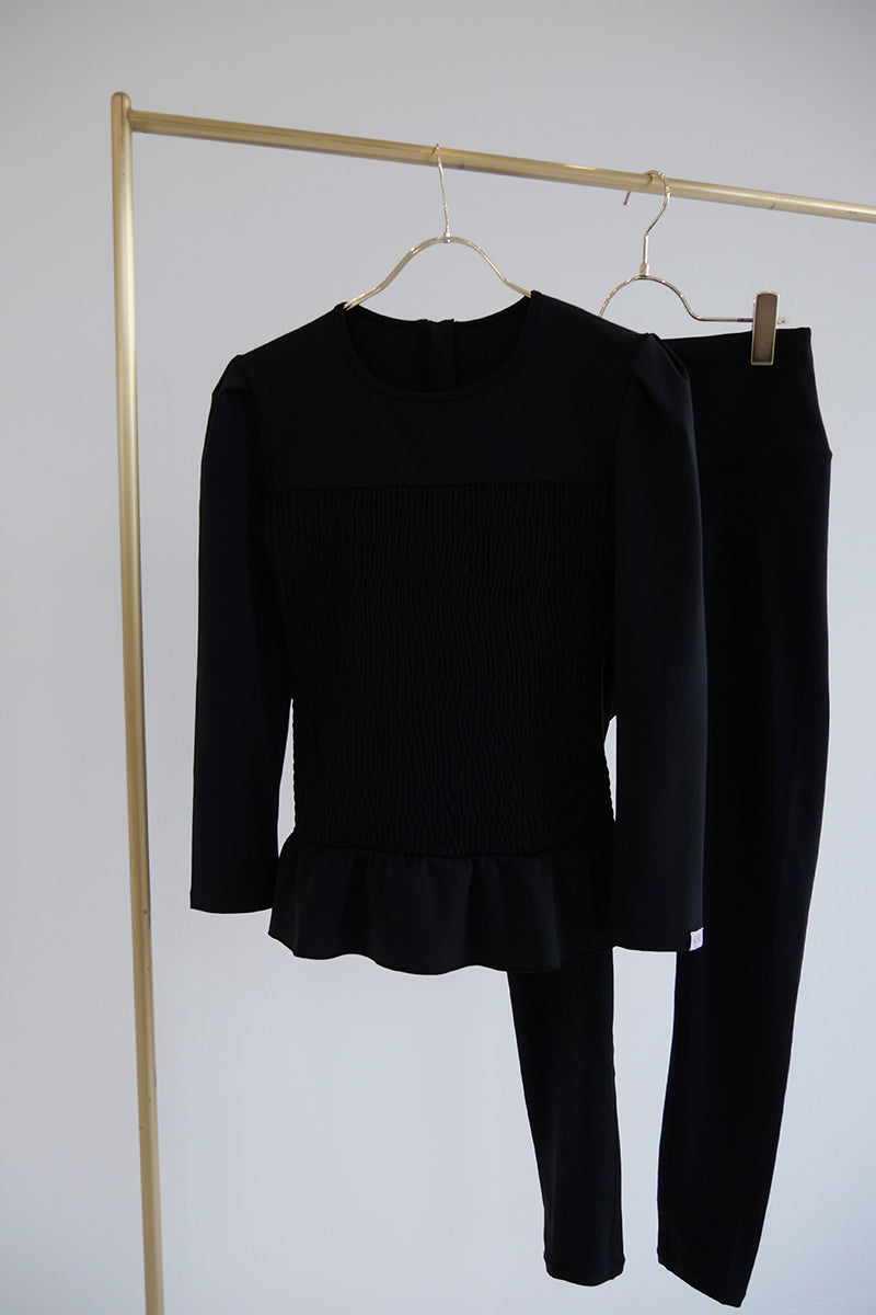 Prelude shirring tops long / black