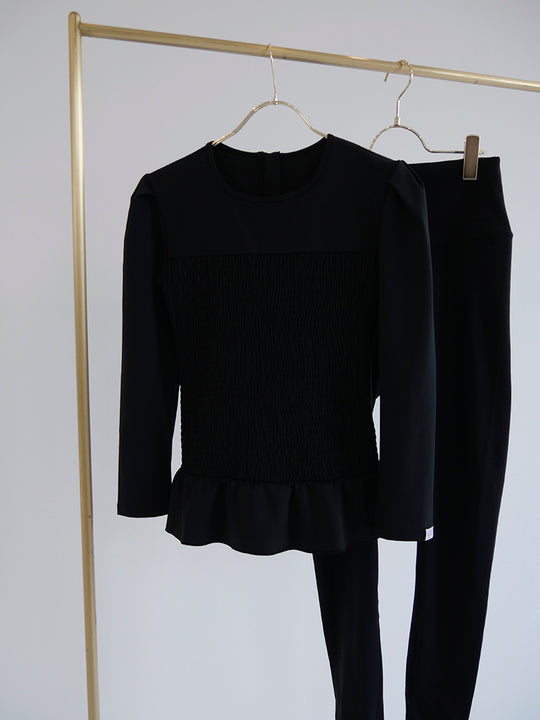 Prelude shirring tops long / black