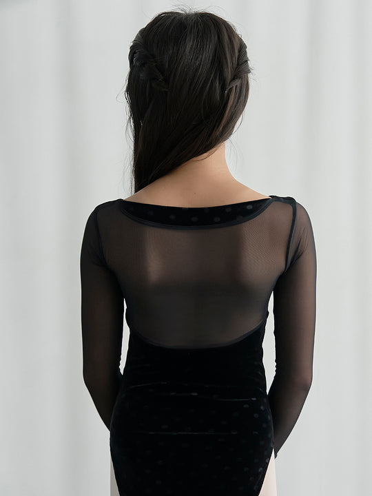 Retune.stina / butterfly long / velours dot black / girl