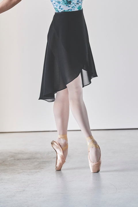 black ribbon wrap skirt / black